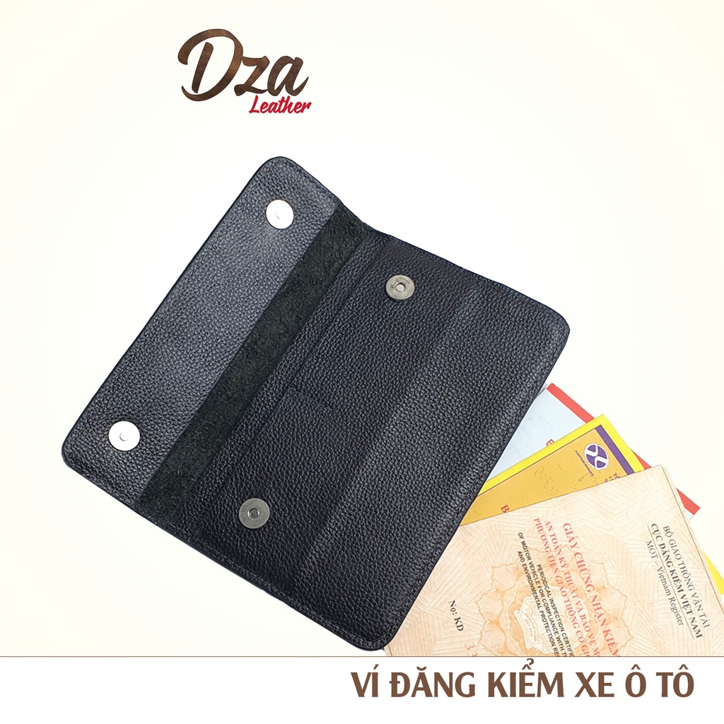 Ví đăng kiểm xe ô tô da bò cao cấp 100% Dza leather