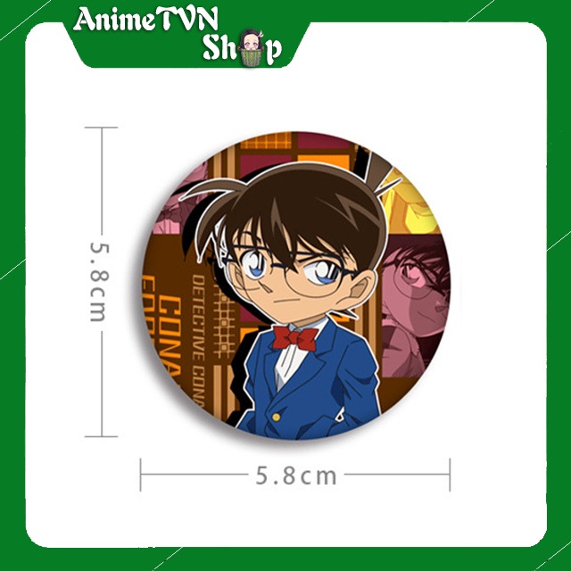 Huy hiệu in hình nhân vật Anime Manga Thám tử lừng danh Conan - bằng nhựa, có khuy cài ở mặt sau