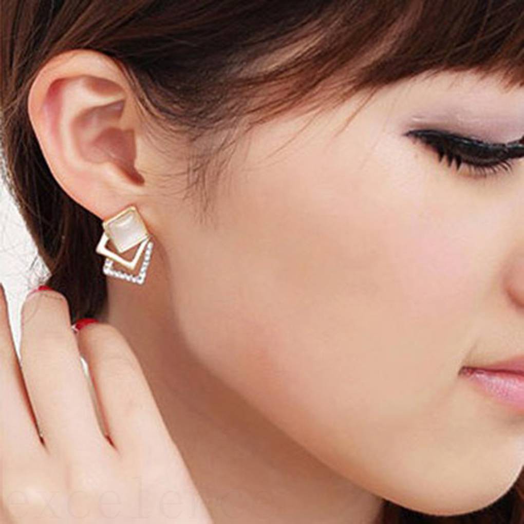 Khuyên Tai Nữ Trang Đính Đá Pha Lê Tạo Hình Độc Đáo
