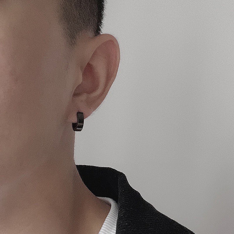Bông tai thép titan kiểu dáng đơn giản cá tính phong cách hip hop Hàn Quốc