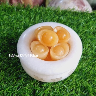 Bát Tụ Bảo bạch ngọc size 10cm (gồm 01 bát + 09 thỏi vàng + 01 đế gỗ)