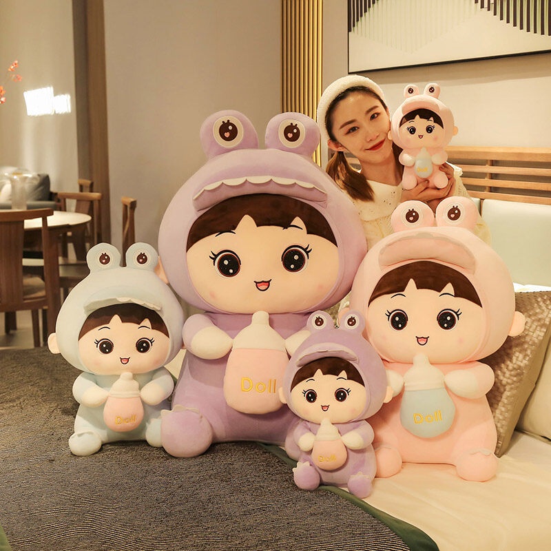GẤU BÔNG BT21 DOLL ÔM BÌNH SỮA COSPLAY KHỦNG LONG  VẢI MINISO SIÊU MỀM MỊN, AN TOÀN, HÀNG CAO CẤP LOẠI 1
