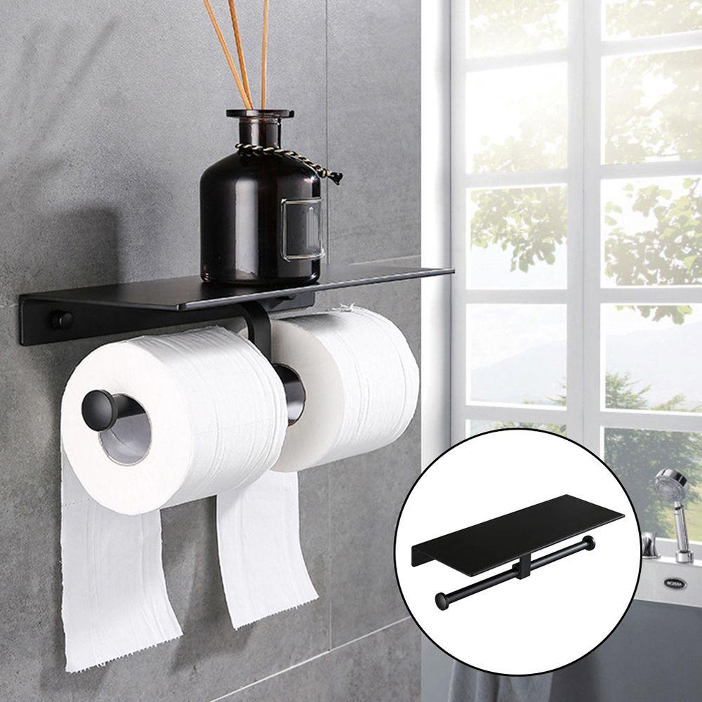 Hộp Đựng Cuộn Giấy Vệ Sinh Gắn Tường Không Cần Đục Lỗ Kèm Giá Đỡ Điện Thoại Di Động Cho Nhà Tắm