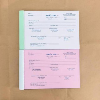 Phiếu thu 2 liên 12.5x19.5cm combo 10 cuốn 50 bộ 100 tờ