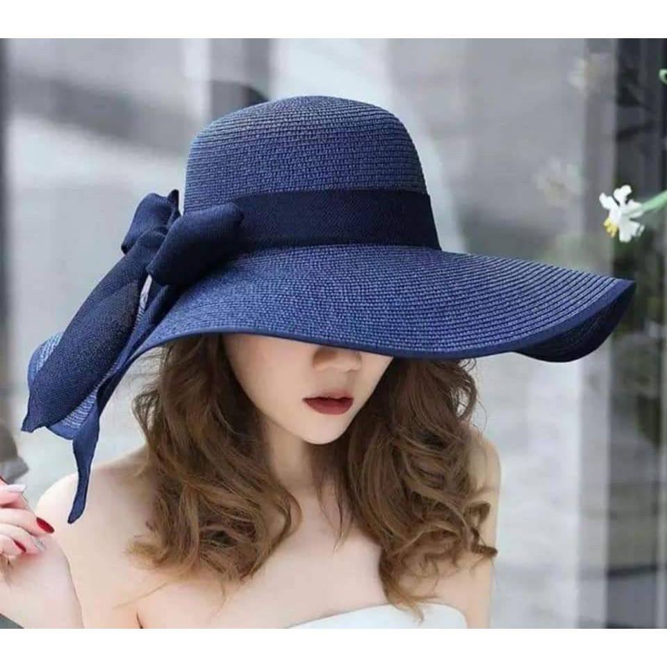 Mũ Cói Rộng Vành Đi Biển Nơ To