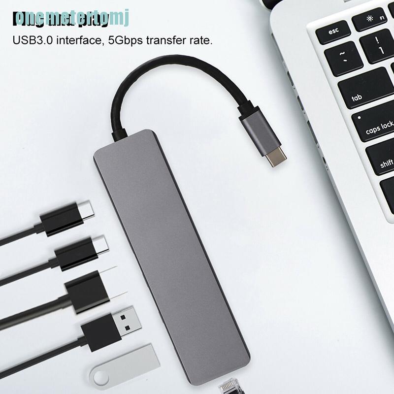 【ter】Type C Hub Adapter 6 in 1 USB C to Ethernet RJ45/ 4K HDMI/ 2 USB 3.0 Ports