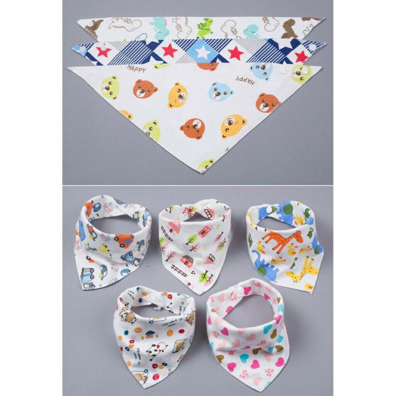 Combo 10 chiếc khăn tam giác cotton quàng cổ 2 nấc khuy bấm cho bé, yếm tam giác cho bé sơ sinh