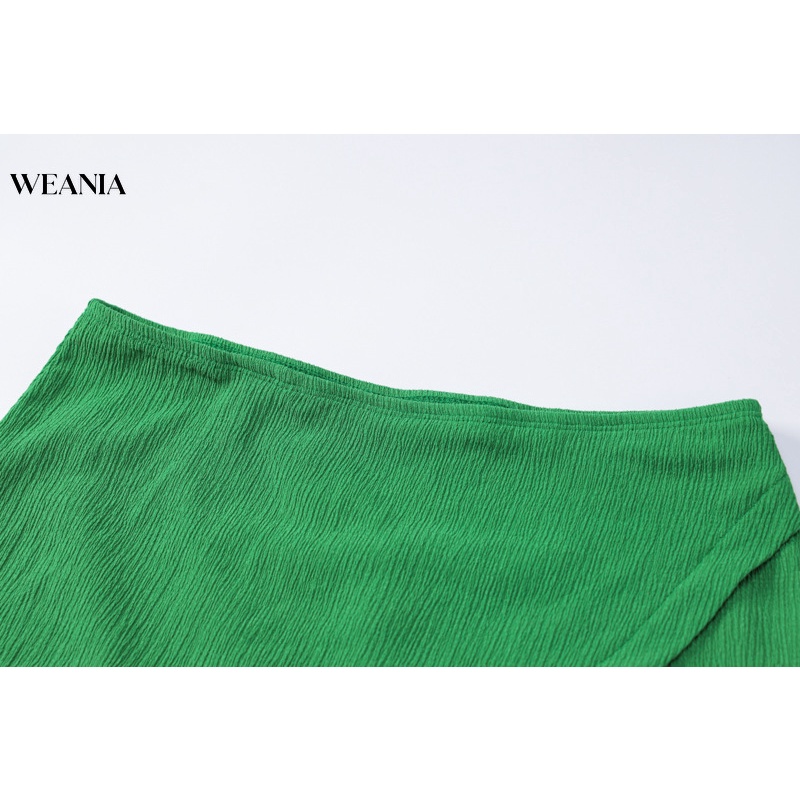 Bộ Áo Tay Dài Cổ Chữ V + Chân Váy Lưng Cao Xẻ Tà Thời Trang Dành Cho Nữ