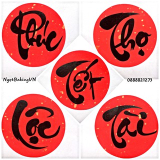 Tem Tết Phúc Lộc Thọ Tài tròn sz 5cm/tờ 35 tem