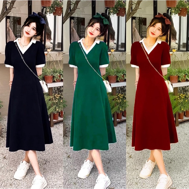 Đầm Maxi cổ V viền trắng Bigsize từ 60-90 ký đi tiệc, đi chơi, công sở đều xinh. Thời trang nữ dành cho khách ngoại cỡ