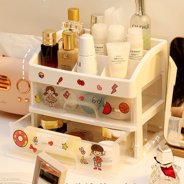 Hộp đựng mỹ phẩm/trang sức JUJIAJIA để bàn nhiều lớp tiện lợi cho gia đình