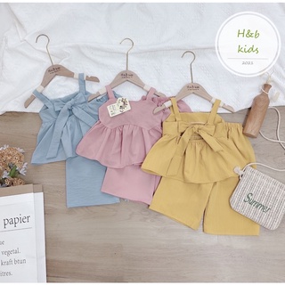 Xả Set áo 2 dây thắt nơ phối quần ống sớ