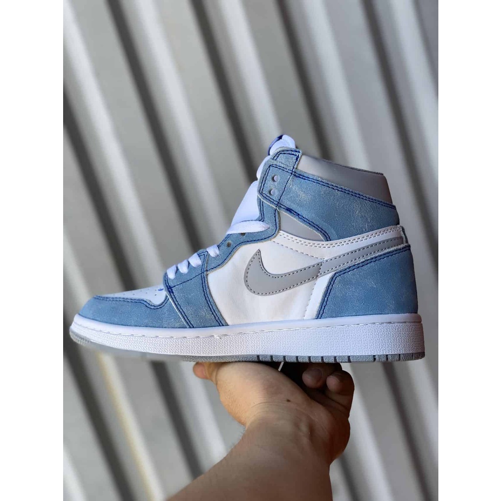 Giày 𝐉𝐨𝐫𝐝𝐚𝐧 1  hyper royal xanh nỉ cao cổ mới, Giày JD1 xanh loang nam nữ hot nhất 2022