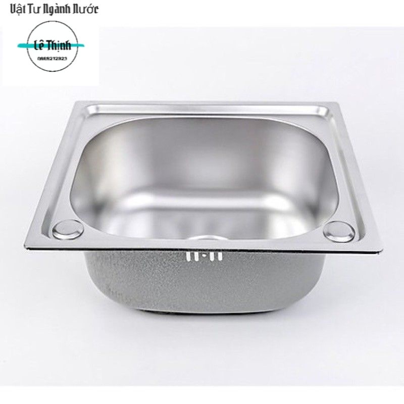 Chậu rửa bát đơn inox 42x37x20 kèm xi phông