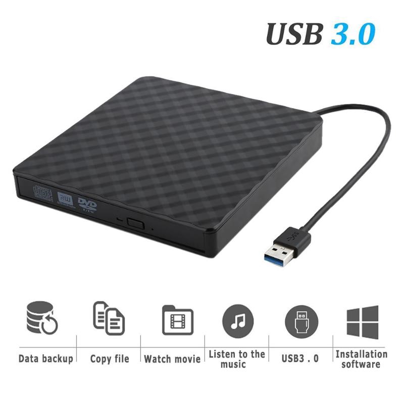 USB 3.0 Đầu ghi DVD gắn ngoài Máy ghi DVD RW Ổ đĩa quang Đầu CD / DVD ROM MAC OS Windows XP / 7/8/10 Chất liệu nhựa ABS