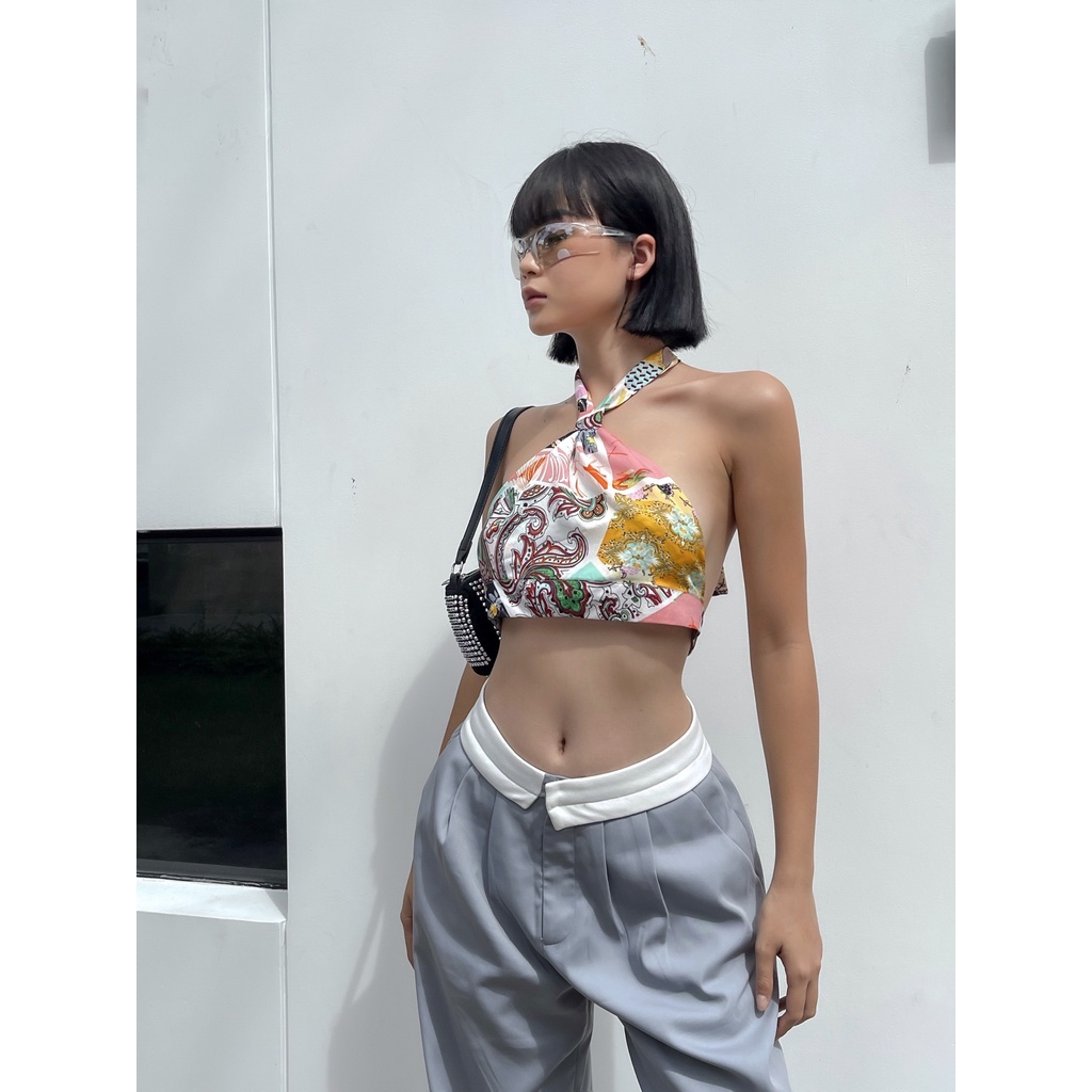 Judy Top - Áo croptop cổ yếm họa tiết khoét lưng - Thiết kế bởi IAMCOCO.OFFICIAL