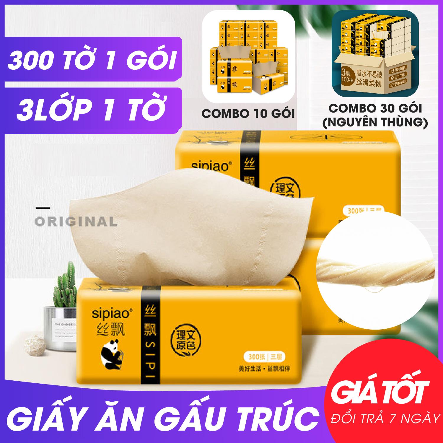 1 THÙNG 30 GÓI GIẤY ĂN GẤU TRÚC SIPIAO SIÊU DAI, KHÔNG TẨY TRẮNG