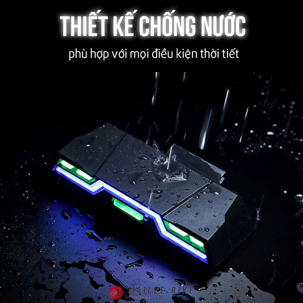 Led Hậu Gắn Đuôi Xe Đạp Cảnh Báo Ban Đêm 6 Chế Độ Sáng Led 3 Màu Chống Nước Pin 2000 mAh Sáng đến 40 giờ