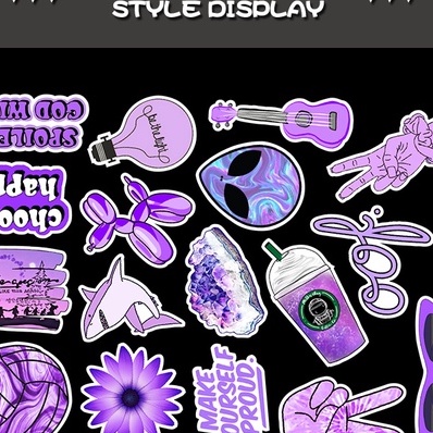 Bộ 50/25/10 Miếng Dán Trang Trí Chống Thấm Nước Họa Tiết Graffiti Màu Tím Xinh Xắn