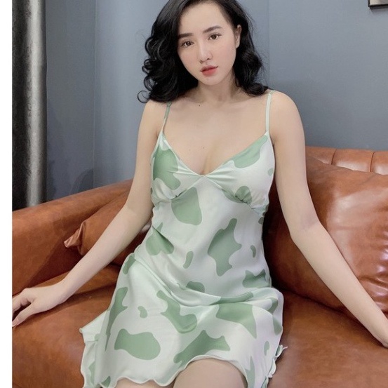 Váy Ngủ Sexy Lụa Satin Váy Ngủ Bò Sữa Mút Rời Cao Cấp Boody BV04