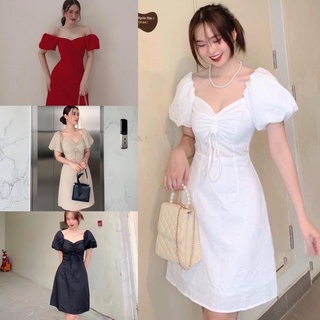 Đầm suông🌷FREESHIP 🌷Đầm suông tay bồng ba màu