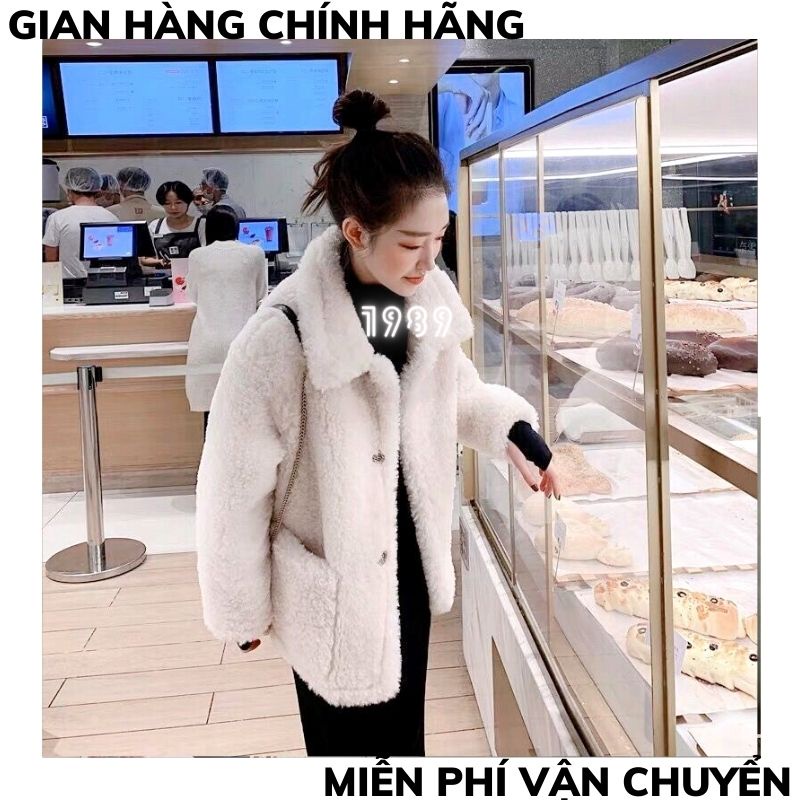 Áo khoác lông cừu kèm váy dáng suông  Set 2 món giá siêu rẻ kèm video ảnh thật ,Ao khoác lông nữ , váy len body TT1989