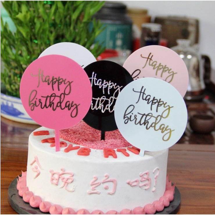 Phụ Kiện Trang Trí Bánh Kem Chữ Happy Birthday Bằng Acrylic Trong Suốt