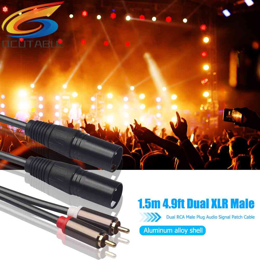 Dây Cáp Âm Thanh 1.5m 4.9ft Dual XLR Male Sang Dual RCA Male