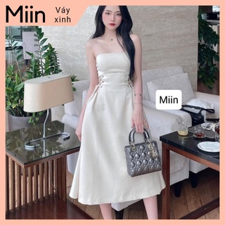Váy cúp ngực kaki đan dây eo