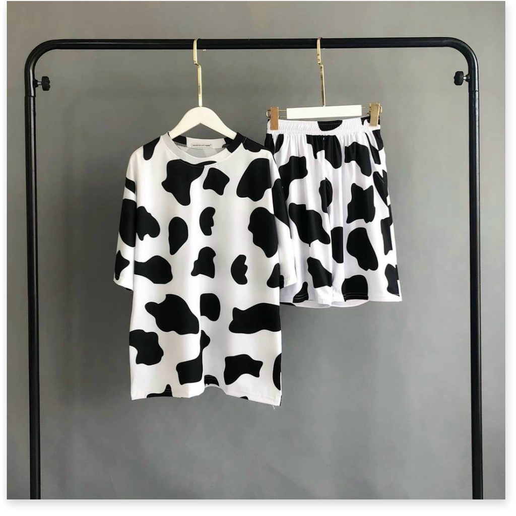Set nguyên bộ bò sữa quần đùi áo thun ngắn tay chất thun cotton mềm mịn mát thời trang mùa hè, set đồ bộ mặc nhà | BigBuy360 - bigbuy360.vn