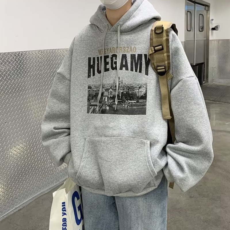 Áo Hoodie Dáng Rộng Có In Chữ Thời Trang Phong Cách Hàn Quốc Cho Nam
