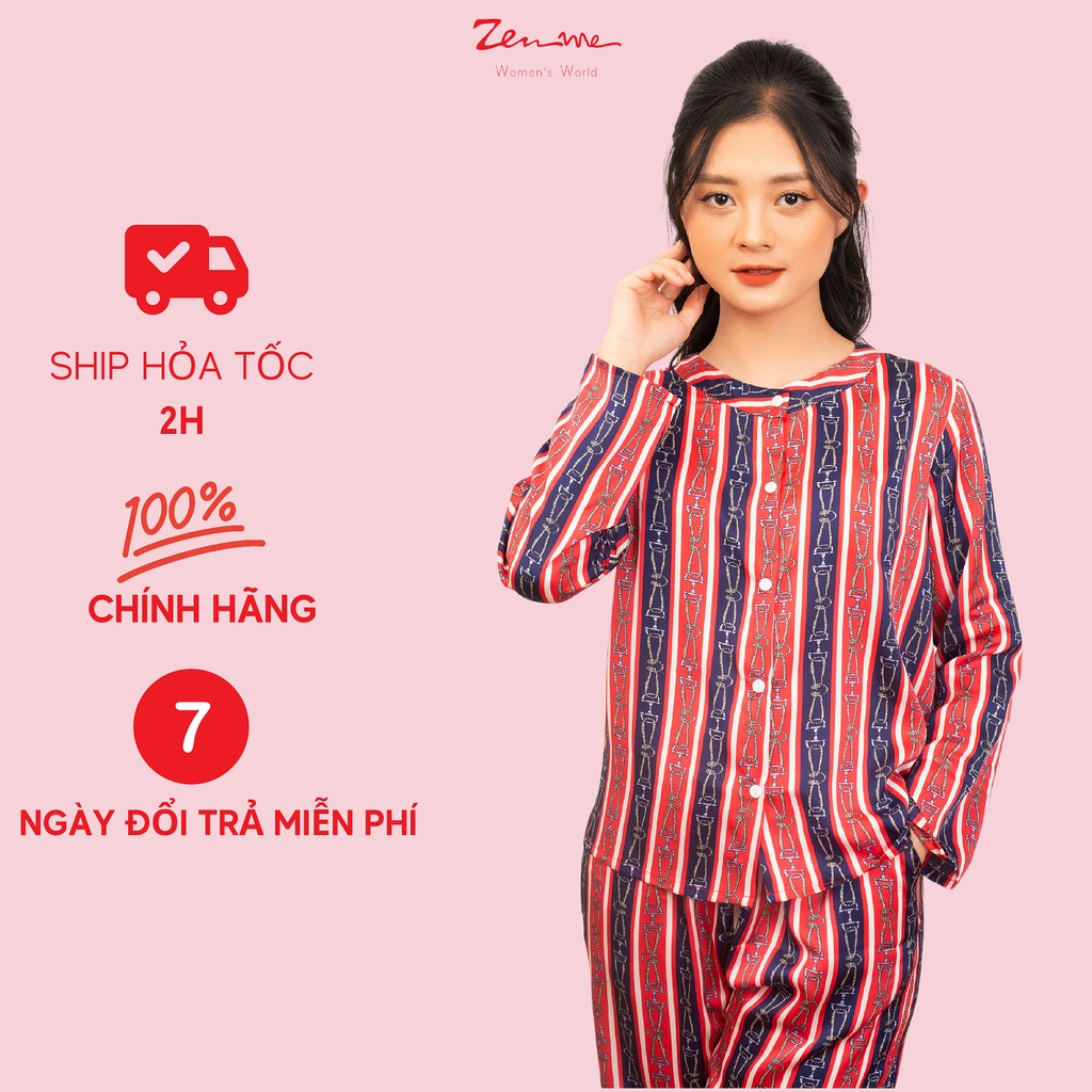 Đồ Bộ Nữ Zen Me Bộ Mặc Nhà Cổ Tàu Tay Dài Quần Dài Chất Lụa Satin Cao Cấp Họa Tiết Thổ Cẩm Lạ Mắt | BigBuy360 - bigbuy360.vn