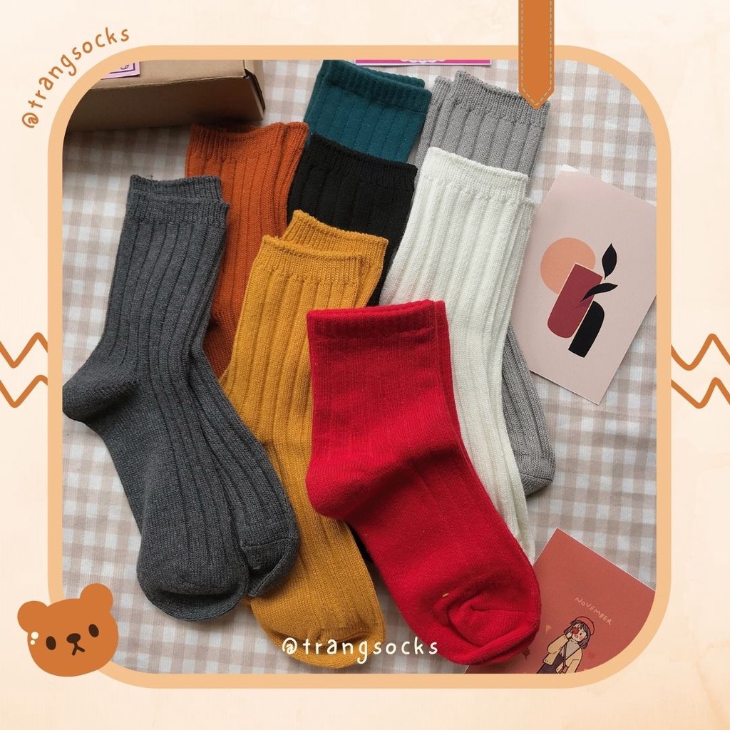 Tất vớ trơn kiểu Vintage  - ảnh thật