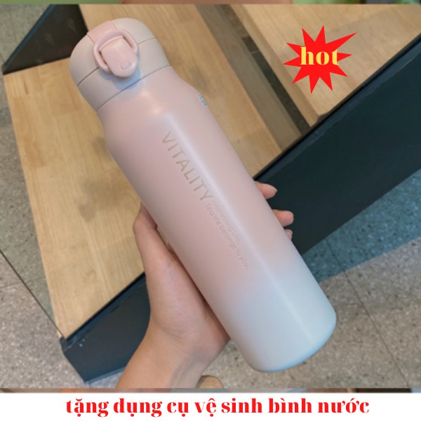 Bình giữ nhiệt INOX 304 phong cách hàn quốc , bình nước có ống hút dung tích 500ml có dây đeo