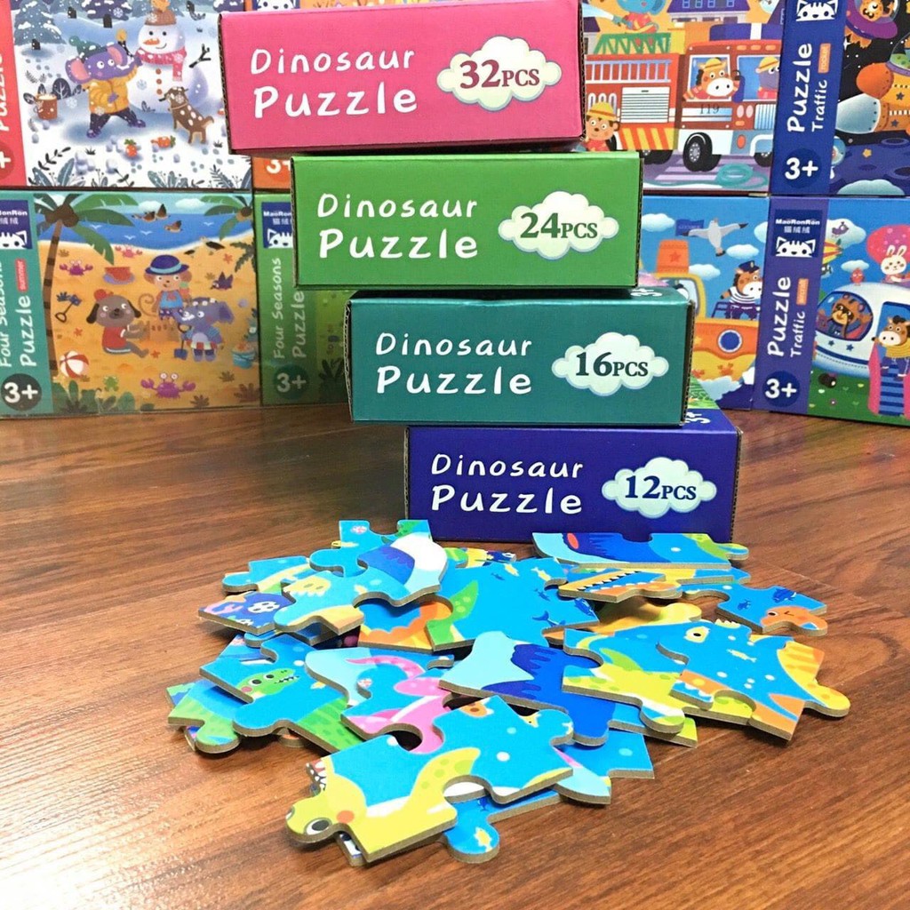 Hàng Loại 1] Bộ 4 Hộp Puzzle Xếp Hình Nhiều Cấp Độ Maoronron 3 Chủ Đề