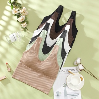 Áo bra thun tăm dáng lửng crop top v90