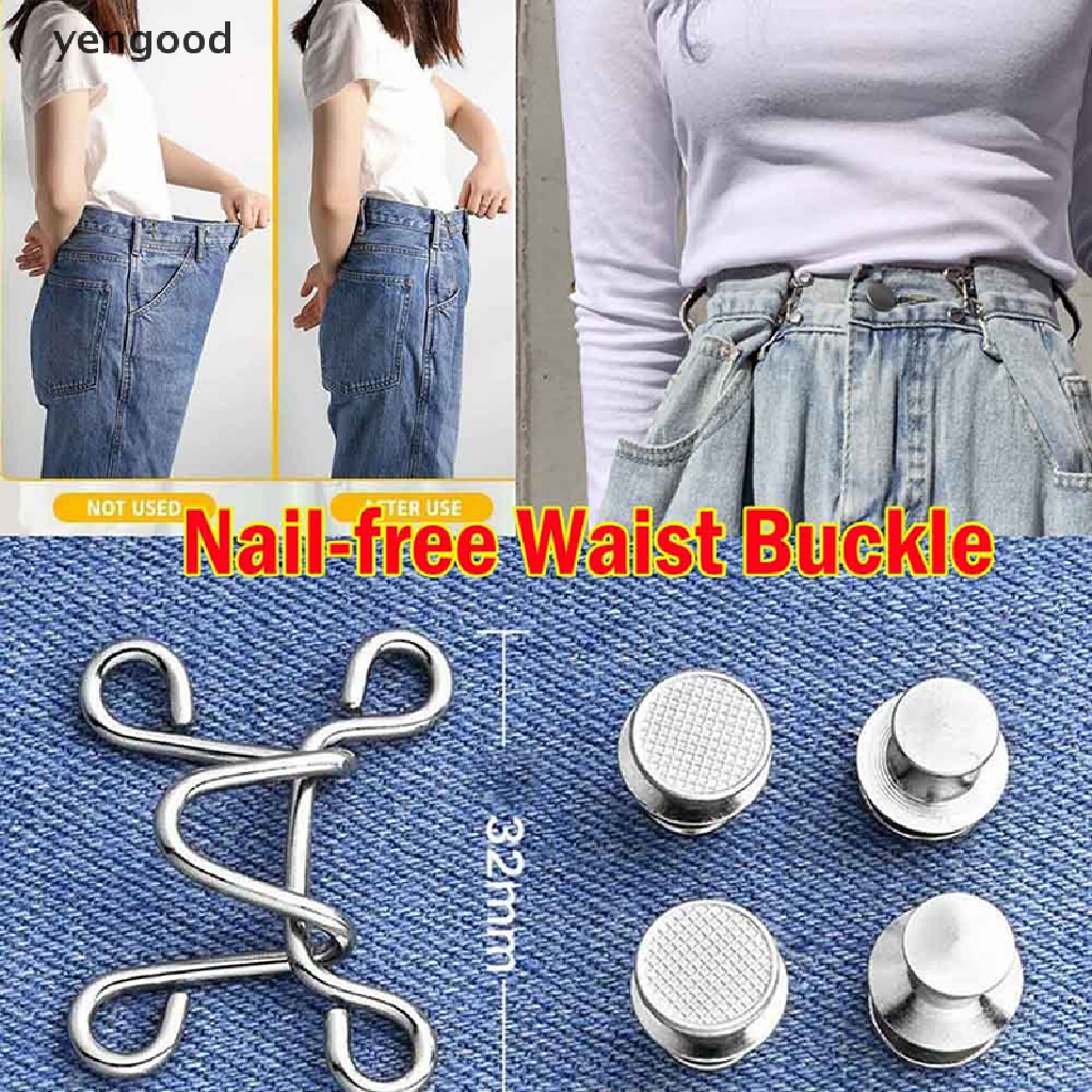 Set nút khóa cài thu gọn lưng quần điều chỉnh được không cần đục lỗ 27mm/ 32mm