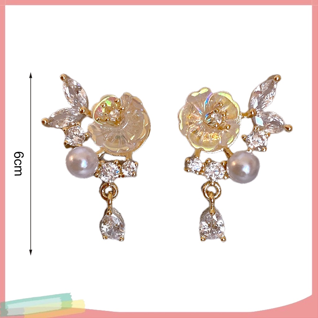 1 Đôi Bông Tai Xỏ Lỗ Hình Hoa Đính Ngọc Trai Giả Thời Trang