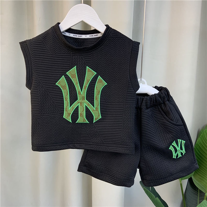 New York Yankees 2-11Years Bộ Quần Áo Trẻ Em Mùa Hè Bé Trai Bé Gái Áo Thun Không Tay Dễ Thương + Quần Short Bộ Đồ