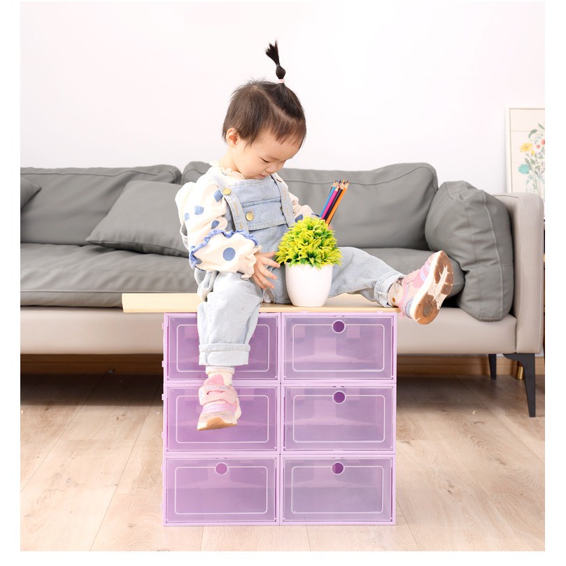 Hộp Đựng Giày Bằng Nhựa Nhiều Màu Cỡ Lớn Có Thể Xếp Chồng Lên Nhau Tiện Dụng Cho Gia Đình