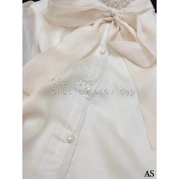 ANU507 - ÁO SƠ MI NỮ TƠ BÈO CỔ NƠ 2 LỚP DÀI TAY