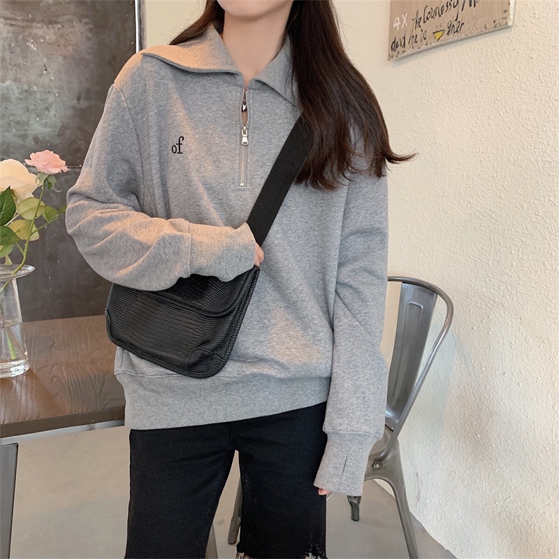 【ZHELIHANGFEI】Áo Thun POLO Tay Dài Có Cổ Họa Tiết Thêu Theo Phong Cách Preppy