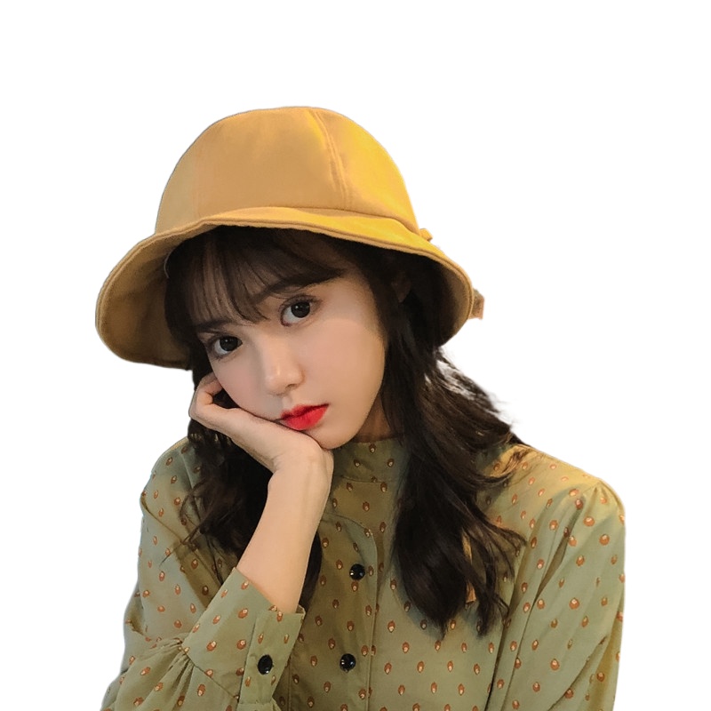 Cute hat Korean fisherman hat wide-brimmed bow hat soft girl hat summer sun hat