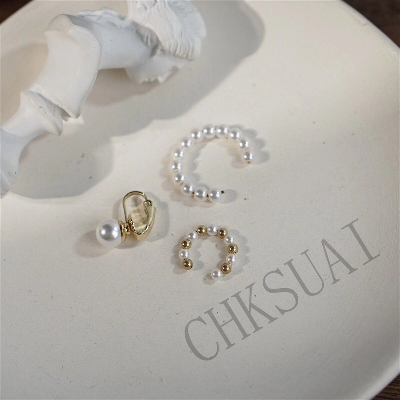 Set 3 Khuyên Tai Tròn Mạ Vàng Đính Đá Zircon