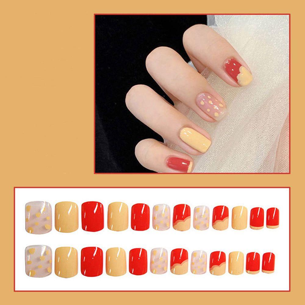 Móng Tay Giả Ngắn Tháo Rời Được Hình Hoa Trang Trí Nghệ Thuật