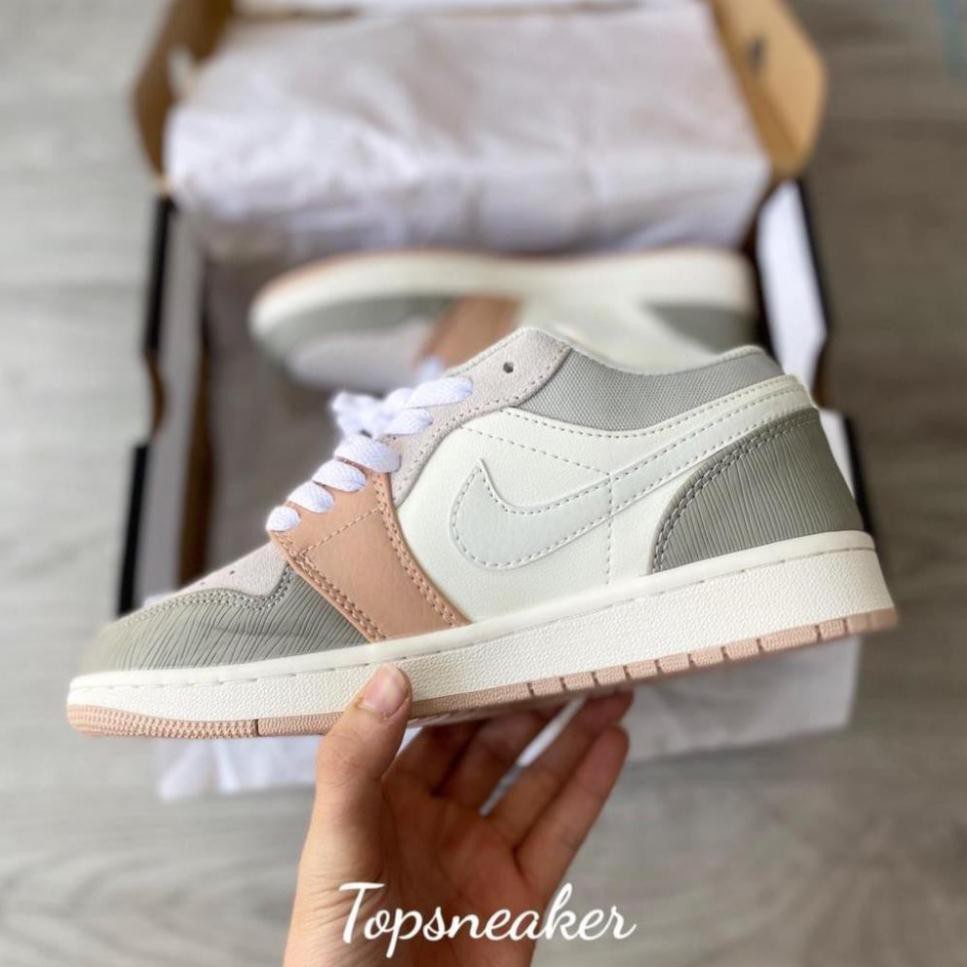 Giày Jordan 1 cổ thấp màu hồng đất Milan nam nữ, Giày Jordan 1 Milan bản đẹp phối đồ dễ đầy đủ bill box