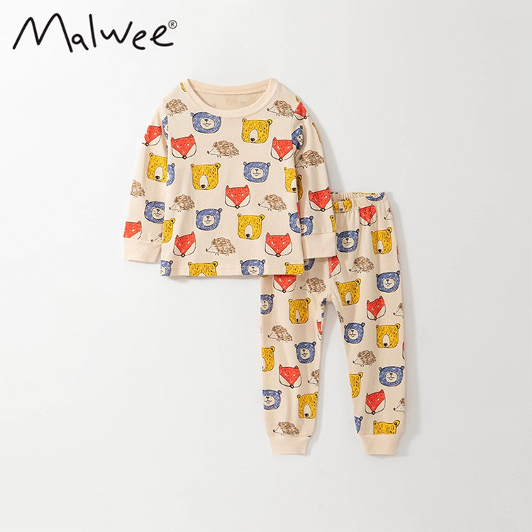 Bộ đồ thun cotton dài tay cho bé trai họa tiết gấu cáo cực dễ thương Malwee chính hãng - Misolkids by huong274