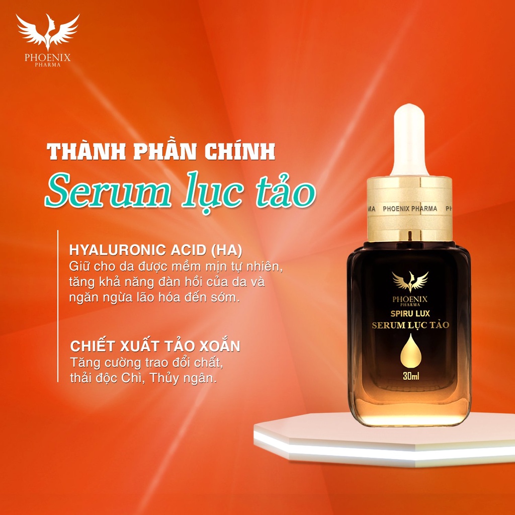 Serum Lục Tảo Phoenix Pharma. Dưỡng ẫm và làm mềm da, giúp phục hồi và làm săn chắc da