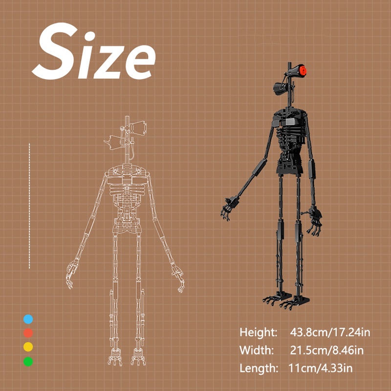 299PCS Moc Horror Game Scene Siren Head Classic Mechanical Monster Building Block Assembly Model Black Mechanical Robot Boy Toy Gift