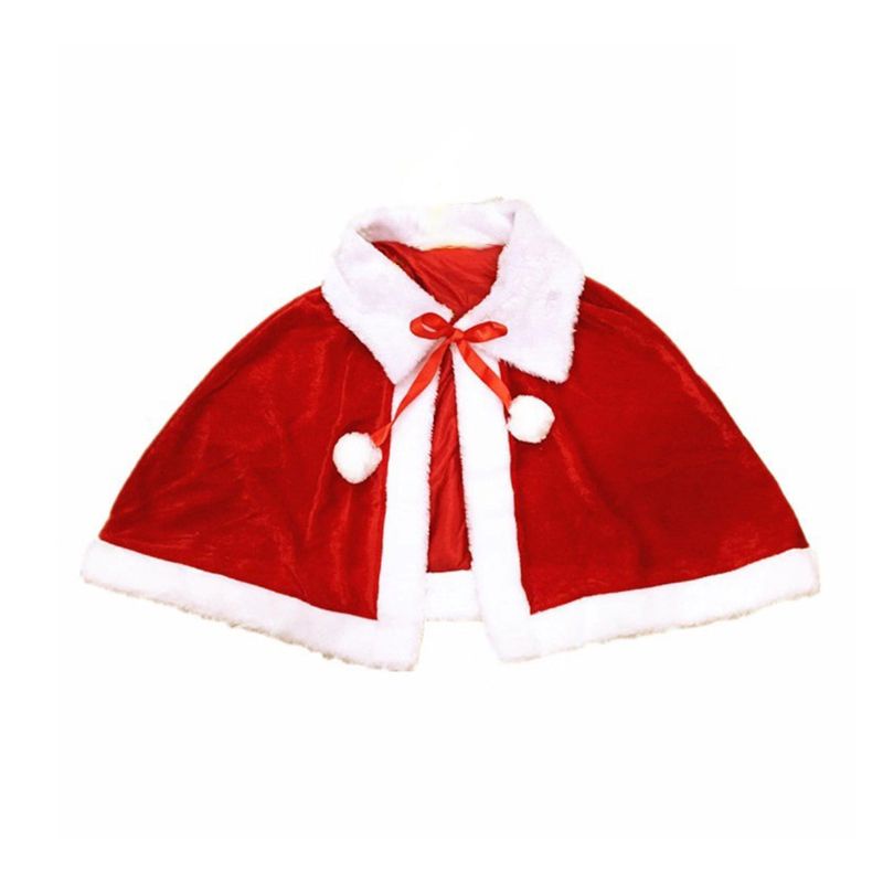 Áo choàng cổ vải nhung dày phối lông kiểu ngắn màu đỏ hóa trang ông già noel Giáng sinh cho nữ | BigBuy360 - bigbuy360.vn